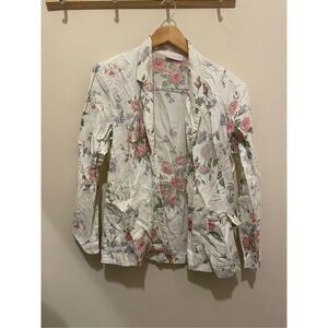 Vintage bonwit teller floral roses collared lightweight flowy open cardigan 90s